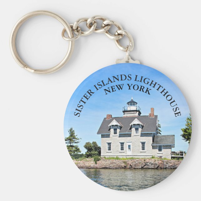 Sister Islands Lighthouse, New York Round Keyring Schlüsselanhänger (Vorne)