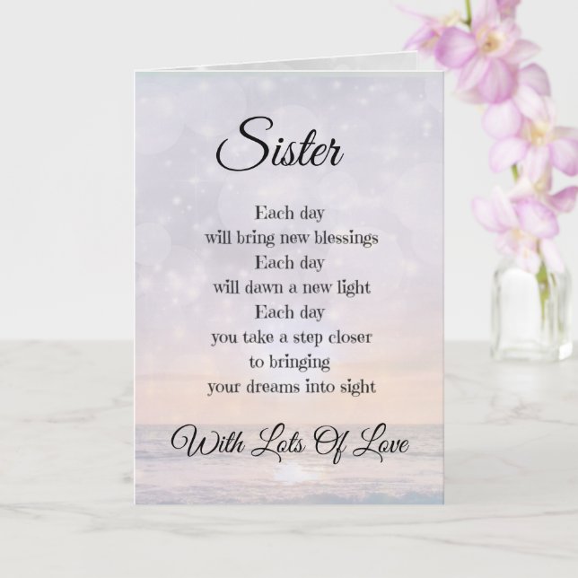 Sister Liebe und Ermutigung Gedicht Design Gruß Karte (Orchidee)