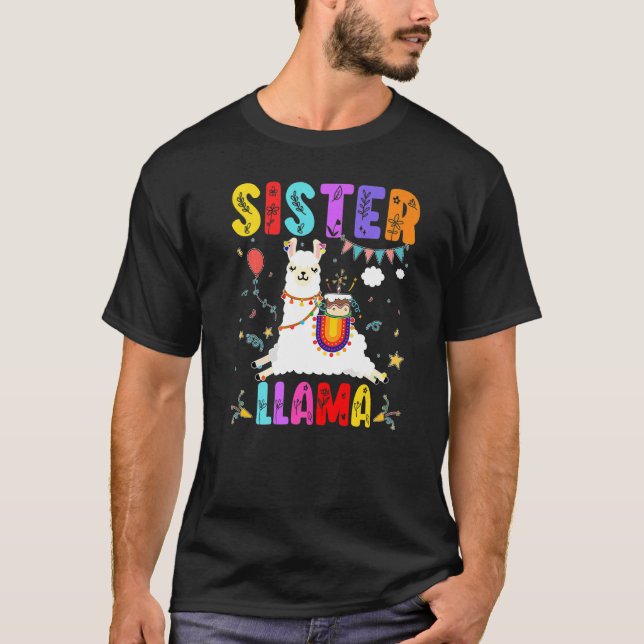 Sister Llama Birthday Llama Alpaca Themenfamilie B T-Shirt (Vorderseite)