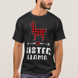 Sister Llama Christmas Pajama Red Kariert Buffalo  T-Shirt