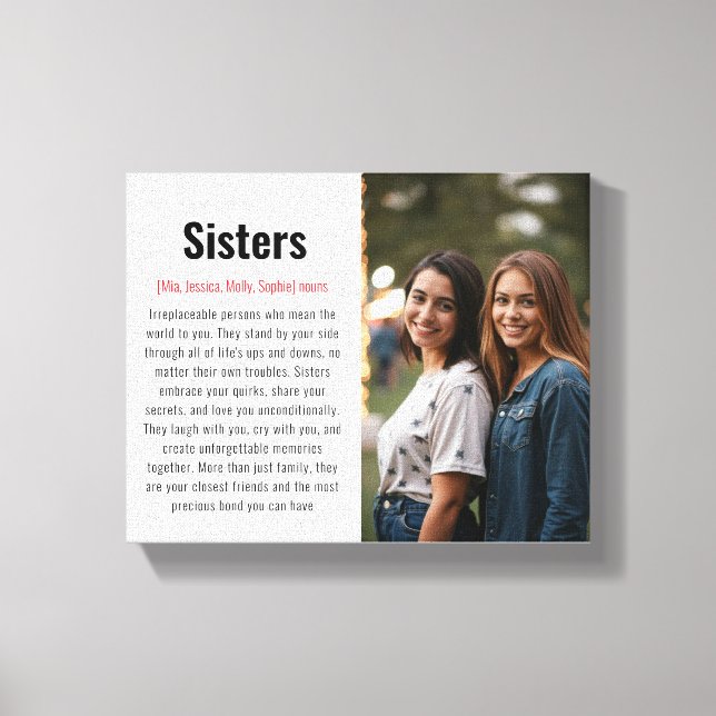 Sister Memorial Definition Custom Acrylic Keepake Leinwanddruck (Vorderseite)