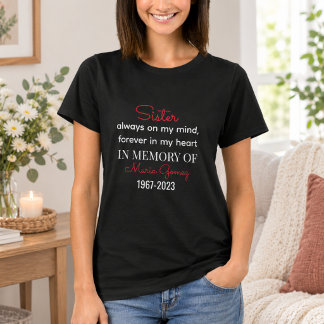 Sister Memorial Heart Plaque - Immer im Kopf T-Shirt