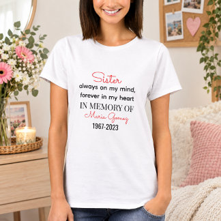 Sister Memorial Heart Plaque - Immer im Kopf T-Shirt