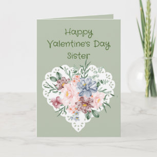 Sister Mixed Floral Garden Blume Valentine Gedicht Feiertagskarte