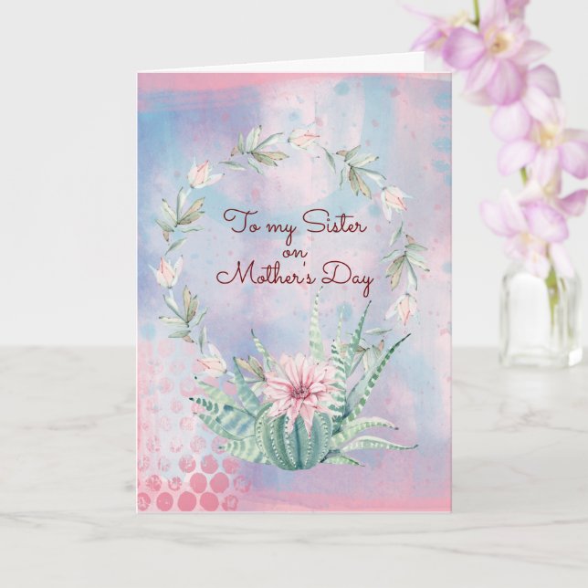 Sister Mother's Day Watercolor Cactus Card Karte (Orchidee)