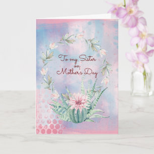 Sister Mother's Day Watercolor Cactus Card Karte