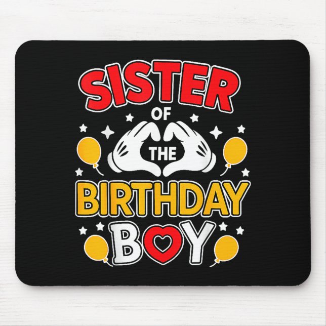 Sister Of The Birthday Boy Family Matching Dad Mom Mousepad (Vorne)