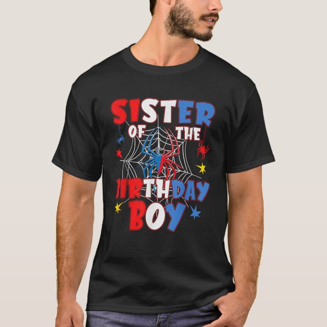 Sister Of The Birthday Boy Matching Family Spider  T-Shirt (Vorderseite)