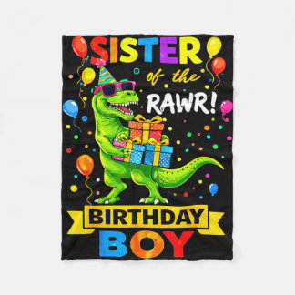 Sister of the birthday boy t-rex funny dinosaur fleecedecke