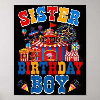 Sister of the birthday for boy circus carnival poster