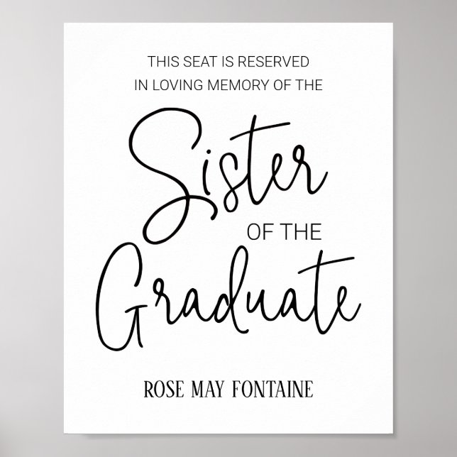 Sister of the Graduate Memorial Reserved Seat Poster (Vorne)