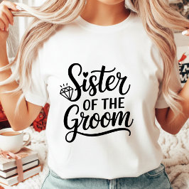 Sister of the Groom Elegant Script Wedding Diamond Tri-Blend Shirt