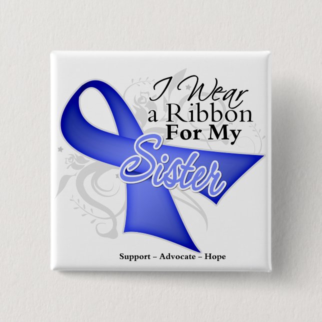 Sister Periwinkle Ribbon - Magenkrebs Button (Vorderseite)