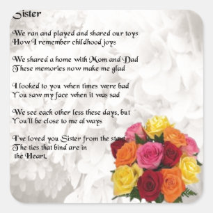 Sister Poem - Blume Quadratischer Aufkleber