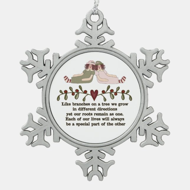 Sister Poem Holiday Christmas Snowflake ornament (Vorderseite)