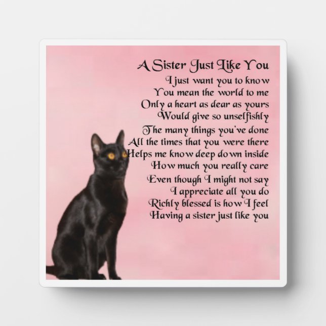 Sister Poem Plaque - Black Cat Design Fotoplatte (Vorderseite)