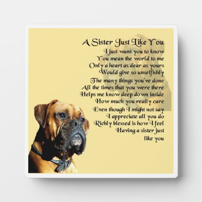 Sister Poem Plaque - Boxer Dog Design Fotoplatte (Vorderseite)