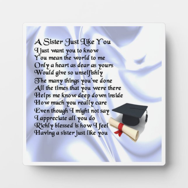 Sister Poem Plaque - Graduation  Design Fotoplatte (Vorderseite)