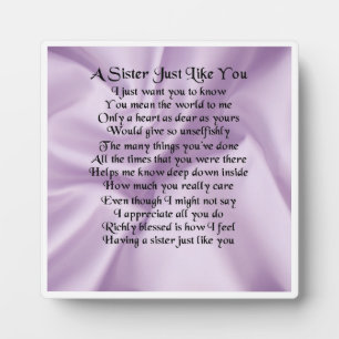 Sister Poem Plaque - Lilac Silk Design Fotoplatte
