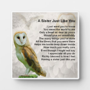 Sister Poem Plaque - Owl Design Fotoplatte