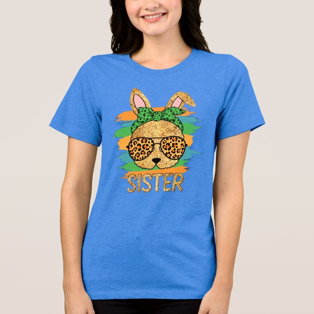  Sister Rabbit with Glasses Custom Art Print Tri-Blend Shirt (Vorderseite)
