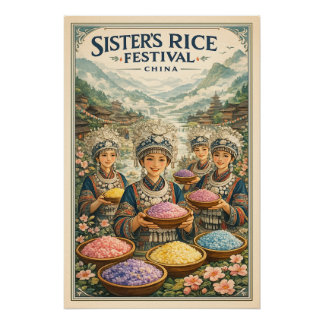 Sister’s Rice Festival, China travel Poster