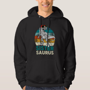 Sister Saurus Dinosaur Passende Familie T Rex Vint Hoodie