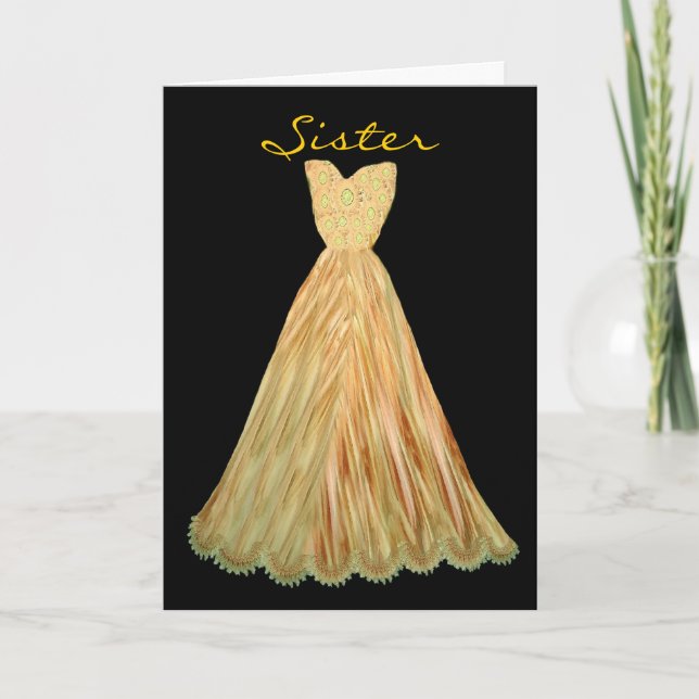 SISTER Sei mein Bridesmaid AUTUMN GOLD Dress Einladung (Vorderseite)