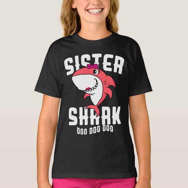Sister Shark Girls Birthday Halloween Christmas T-Shirt (Vorderseite)
