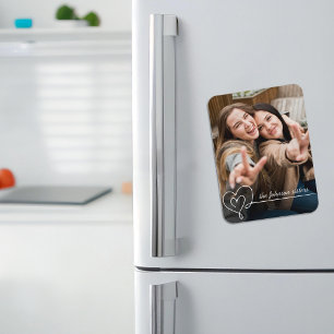 Sister Siblings Swirl Heart Keepake Foto Magnet