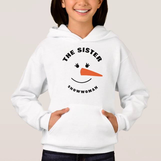 Sister Snowman Face Squad Matching Family Costume Hoodie (Vorderseite)