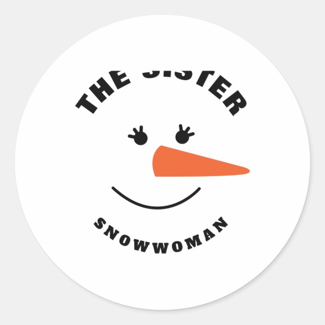 Sister Snowman Face Squad Matching Family Costume  Runder Aufkleber (Vorderseite)