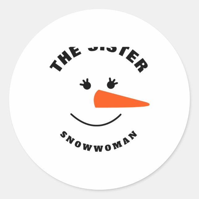 Sister Snowman Face Squad Matching Family Costume  Runder Aufkleber (Vorderseite)