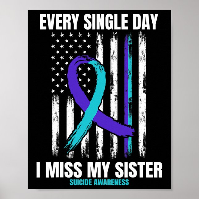 Sister Suicide Awareness Prevention American Flag Poster (Vorne)