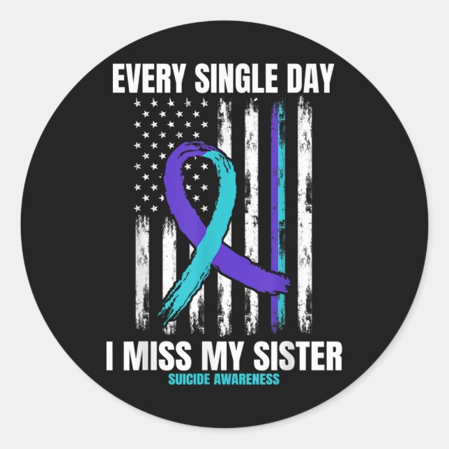 Sister Suicide Awareness Prevention American Flag Runder Aufkleber (Vorderseite)