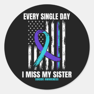 Sister Suicide Awareness Prevention American Flag Runder Aufkleber