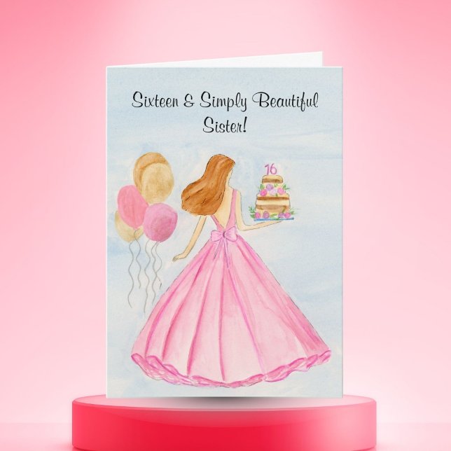 Sister Sweet 16 Birthday Cake Girl  Karte (Von Creator hochgeladen)