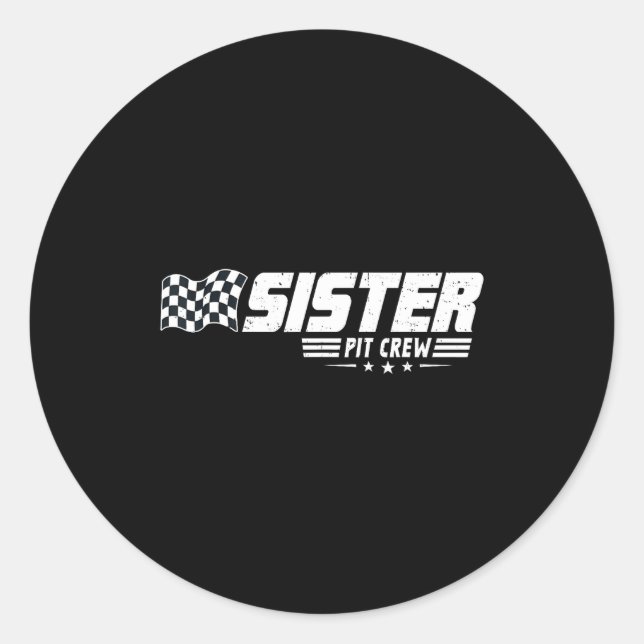 Sister T Crew Race Car Birthday Family Racing  Runder Aufkleber (Vorderseite)