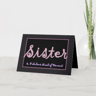 SISTER Thank You Brautjungfer - Kariertes Schriftz Dankeskarte