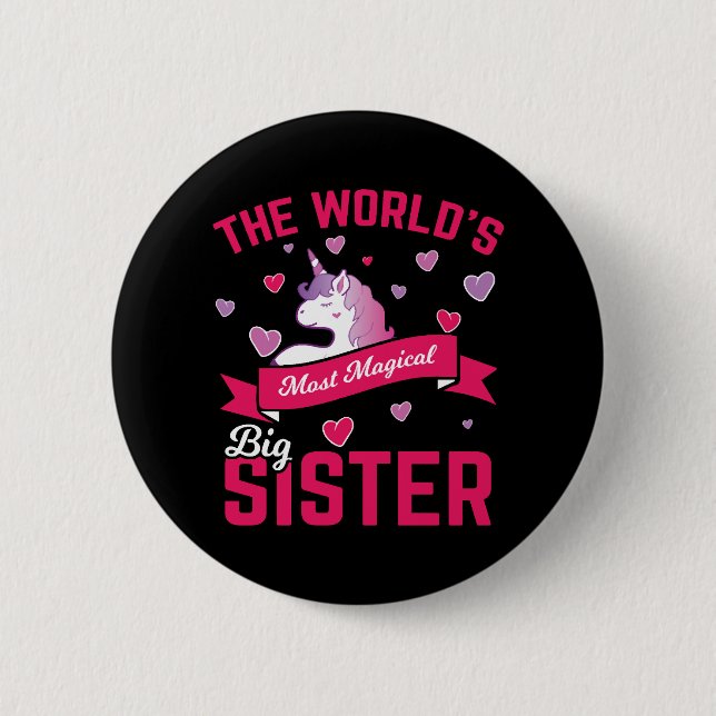 Sister Unicorn Geschenk Big Sister Magical Unicorn Button (Vorderseite)