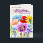 Sister Watercolor Wilde Blume Geburtskarte Karte<br><div class="desc">Hübsche Aquarellgarten Blume Stiefmütterchen in verschiedenen Farben, alle Blume wurden ursprünglich von mir selbst bemalt. Eine süße Karte, die perfekt für jede Dame ist.</div>