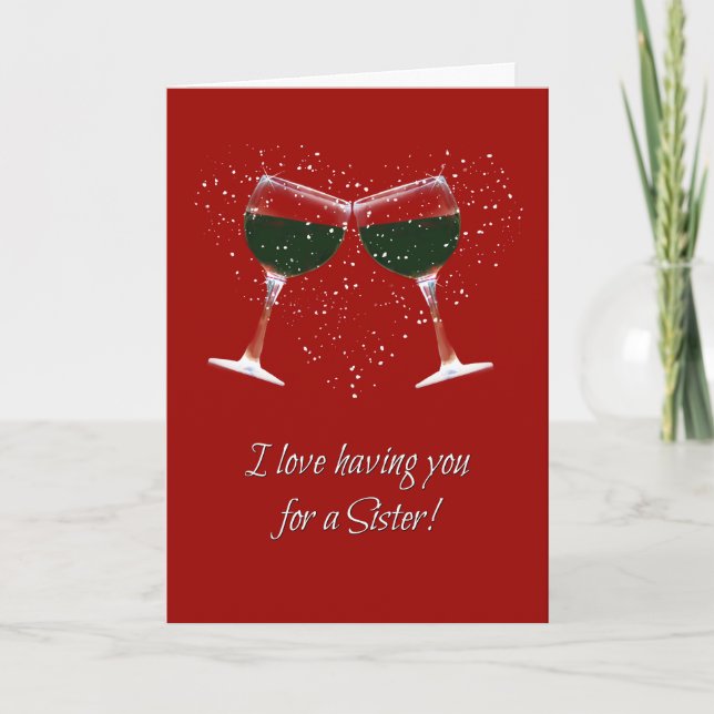 Sister Wine Happy Valentine's Day Card Karte (Vorderseite)
