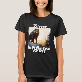 Sister Wolf Matching Family Tribe Wolves Moon Girl T-Shirt