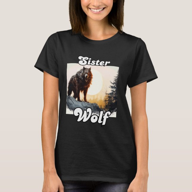 Sister Wolf Matching Family Tribe Wolves Moon Girl T-Shirt (Vorderseite)