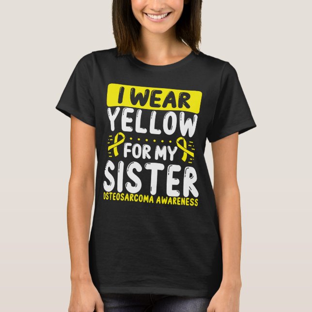 Sister Yellow Ribbon Twin Bone Cancer Awareness T-Shirt (Vorderseite)