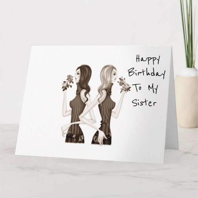 ** SISTERLY** BIRTHDAY WÜNSCHT MEINEN **SISTER** KARTE (Vorderseite)