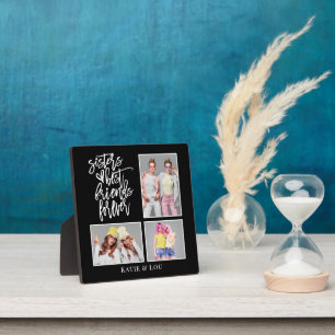 Sisters Best Friends Forever script 3 Photo Black Fotoplatte