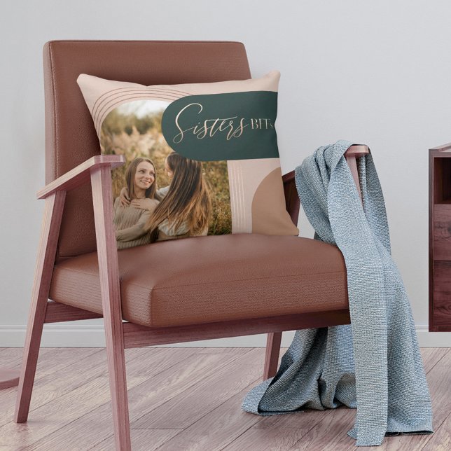 Sisters BESTE FREUNDINNEN Geometric Concentric Arc Kissen (Von Creator hochgeladen)