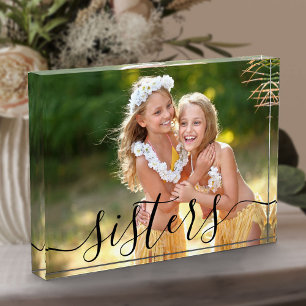 Sisters Black Script Overlay Custom Fotoblock