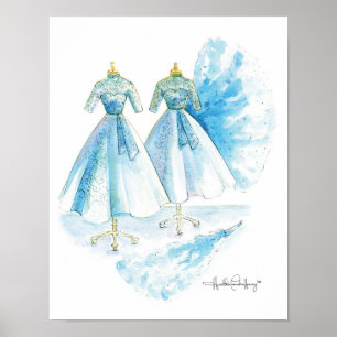 Sisters Blue Dress 11x14 von Heather Französisch H Poster